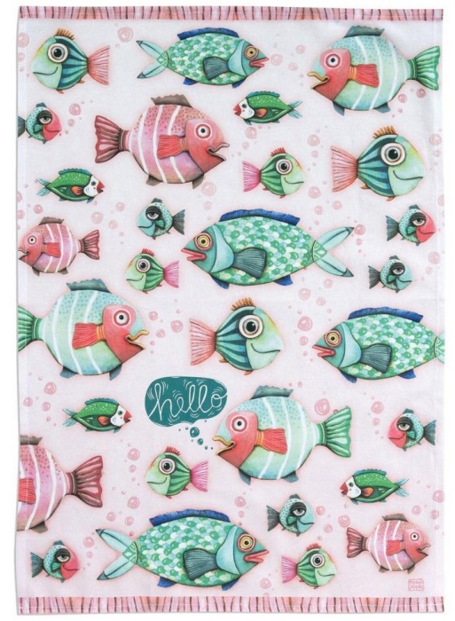 Allen Designs ARTT1835 Hello Fish Tea Towels Set of 4