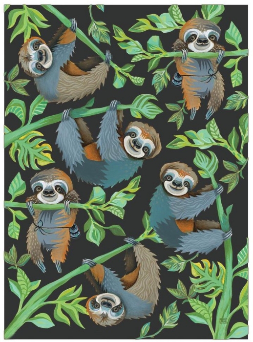 Allen Designs ARTT1911 Slow Poke Sloth Tea Towels Set of 4