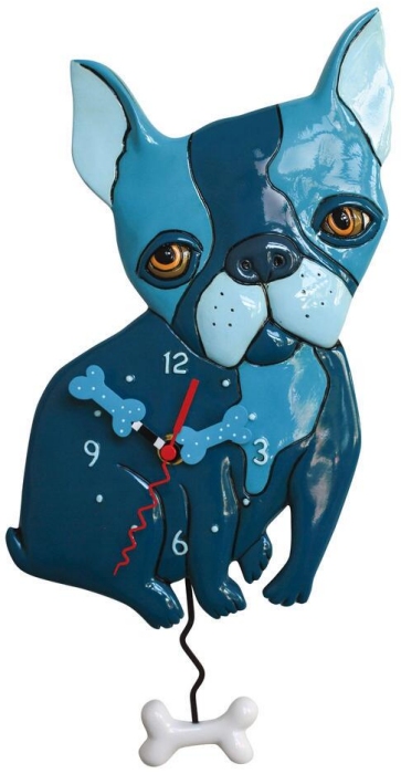 Allen Designs P1928 Le Blue Boston Terrier Dog Clock