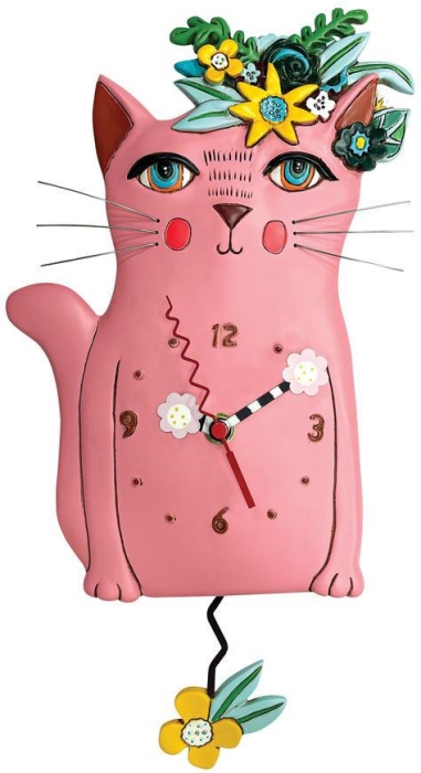Allen Designs P2160 Pretty Kitty Cat Pink Clock Clock