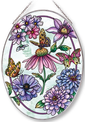 Amia 40001N Aubergine Merci Beaucoup Large Oval Suncatcher