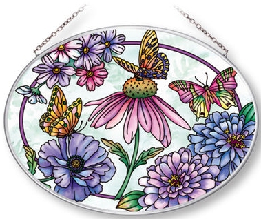 Amia 40002N Aubergine Merci Beaucoup Medium Oval Suncatcher