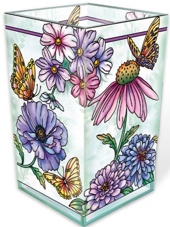 Amia 40008 Aubergine Merci Beaucoup Rectangular Vase Votive Holder