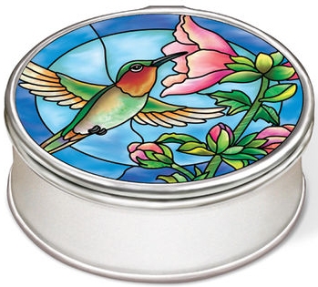 Amia 40028 Cottage Garden Hollyhocks Oval Petite Jewelry Box