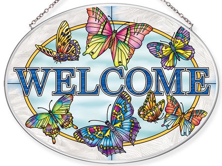 Amia 40039N Hosptality Butterflies Medium Oval Suncatcher