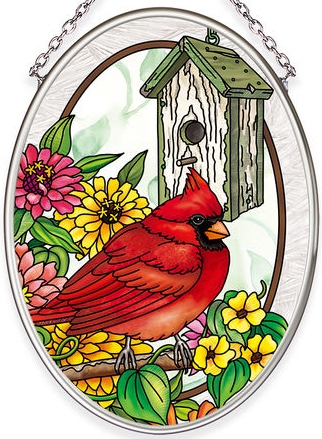 Amia 40043N Birdsong Cardinal Small Oval Suncatcher