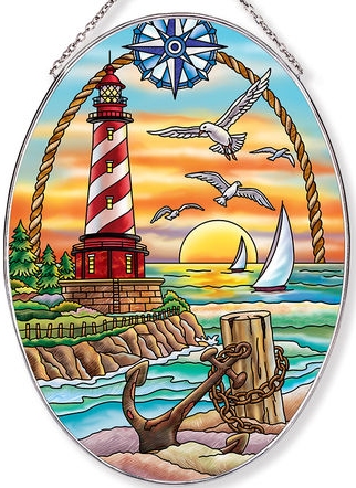 Amia 40048N Sunset Harbor Large Oval Suncatcher