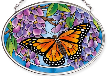 Amia 40064N Wings Over Wisteria Small Oval Suncatcher
