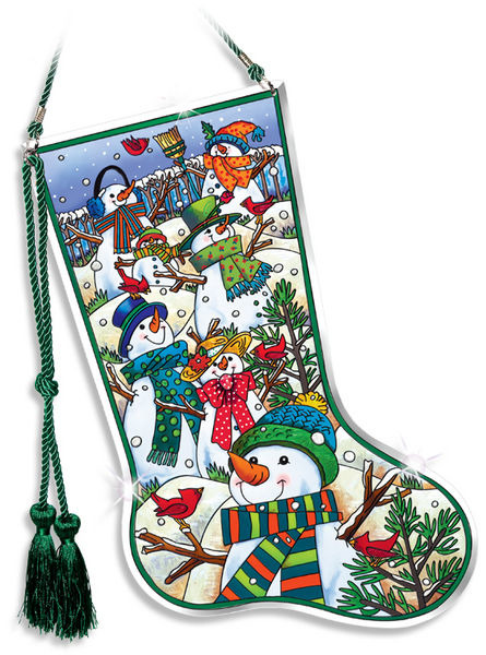 Amia 41023 A Hill of A Lot of Snowmen Stocking Suncatcher
