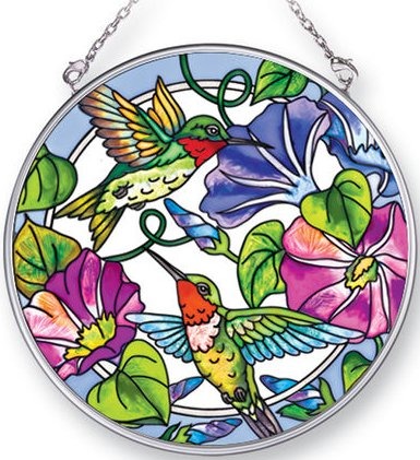 Amia 41408 Hummingbird Morning Glory Medium Circle Suncatcher