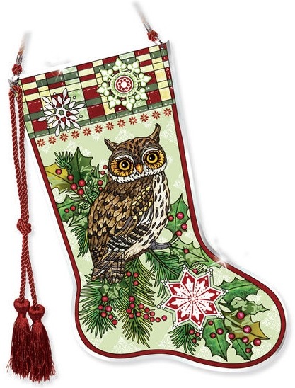 Amia 41780 Christmas Owls Stocking Suncatcher