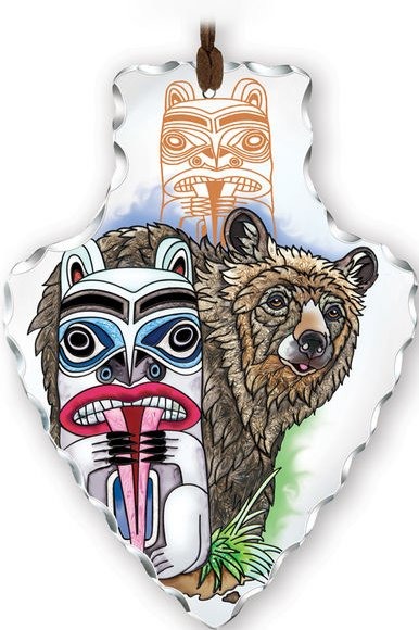 Amia 41836 Totem Pole Bear Large Arrowhead Suncatcher
