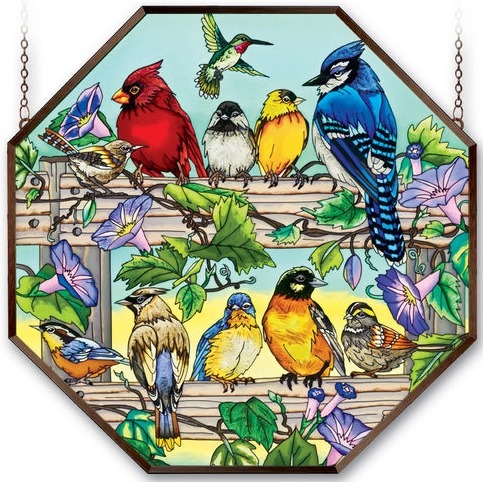 Amia 41847 Rail Birds Octagon Glass Panel