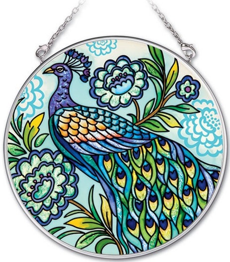 Amia 41919 Decorative Peacock Medium Circle Suncatcher