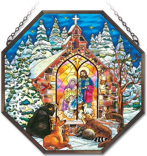 Amia 41982 Christmas Gathering Beveled Medium Octagon Panel