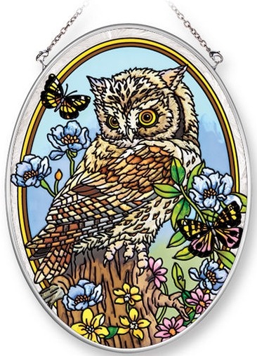 Amia 42222 Young But Wise Owlet Medium Oval Suncatcher