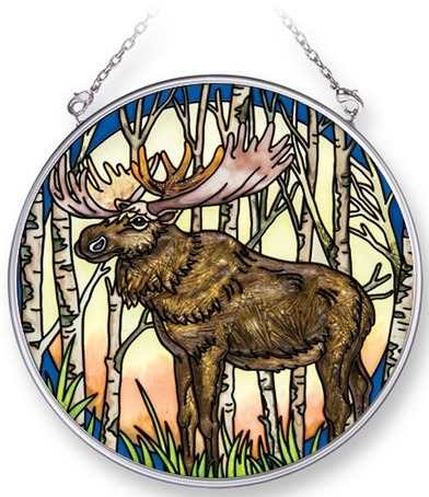 Amia 42281 Into The Woods Moose Medium Circle Suncatcher