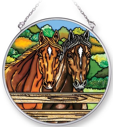 Amia 42294 Fenced Horses Medium Circle Suncatcher