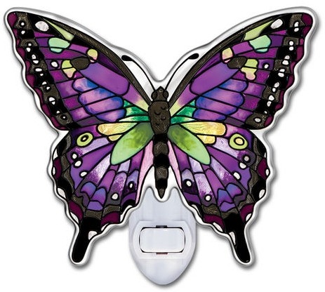 Amia 42316 Purple Swallowtail Water Cut Night Light Nightlight