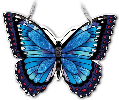 Amia 42333 Blue Morpho Medium Water Cut Suncatcher