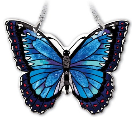 Amia 42334 Blue Morpho Small Water Cut Suncatcher