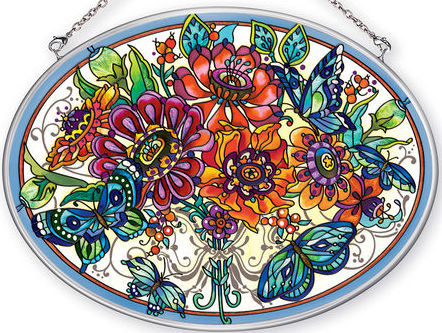 Amia 42355 Frilly Floral Large Oval Suncatcher