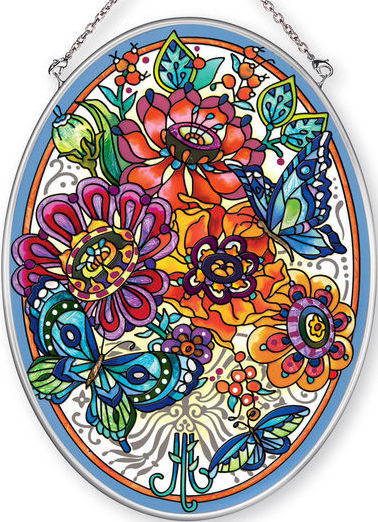 Amia 42356 Frilly Floral Medium Oval Suncatcher