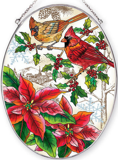 Amia 42404 Crimson Christmas Large Oval Suncatcher