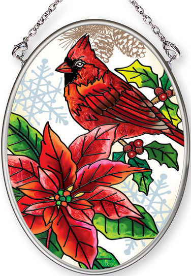 Amia 42406 Crimson Christmas Small Oval Suncatcher