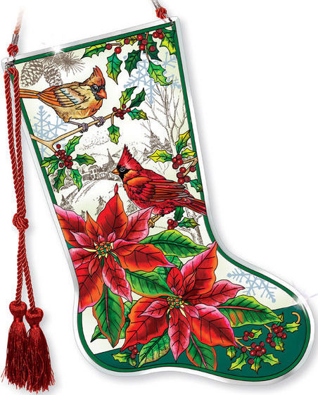 Amia 42414 Crimson Christmas Stocking Suncatcher