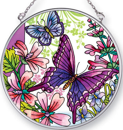 Amia 42434 Butterflies Wildflowers Medium Circle Suncatcher