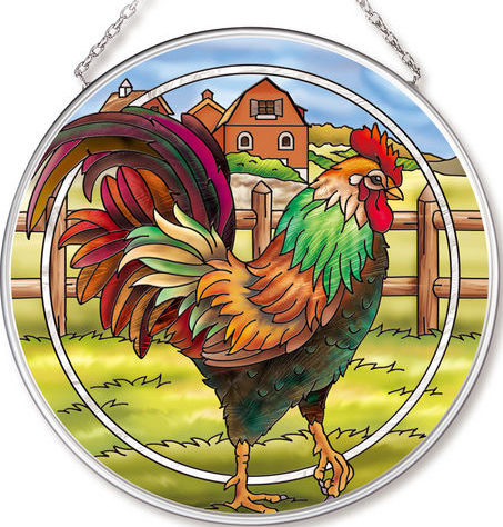 Amia 42537 Barnyard Rooster Medium Circle Suncatcher