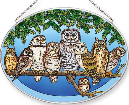 Amia 42552 Owl Night Watch Large Oval Suncatcher