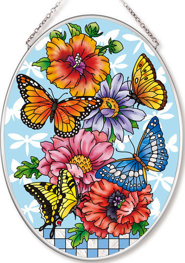 Amia 42554 Butterflies Dragonflies Blossoms Medium Oval Suncatcher