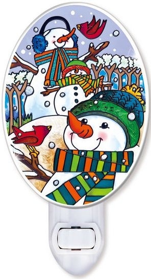Amia 42580 A Hill of a Lot of Snowmen Night Light Nightlight