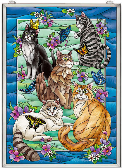 Amia 42631 Tiffany Garden Cat Panel