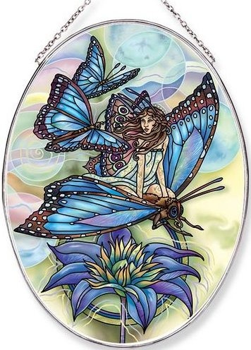 Amia 42654 Wishes Have Wings Large Oval Suncatcher