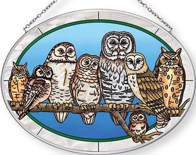 Amia 42677 Owls Night Watch Medium Oval Suncatcher