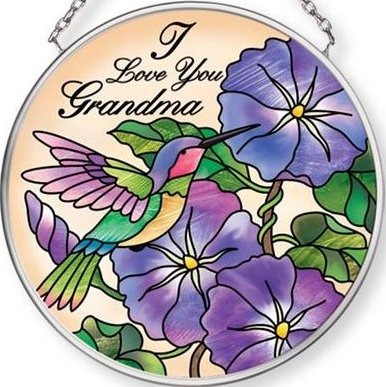 Amia 42714 I Love You Grandma Hmbird Small Circle Suncatcher