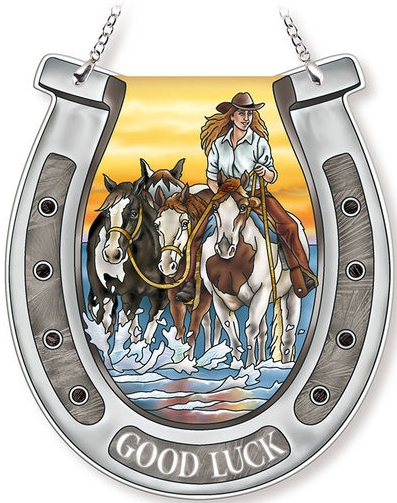Amia 42738N Sunrise Cowgirl Horseshoe Suncatcher