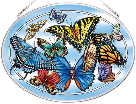 Amia 42771 Blue Skies Large Oval Suncatcher