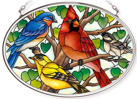 Amia 42800 Wild Birds Co op Small Oval Suncatcher