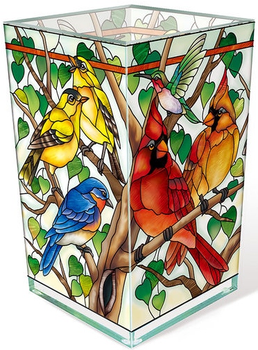 Amia 42804 Wild Birds Co op Rectangular Vase Votive Holder