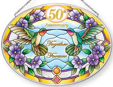 Amia 42869 50th Anniversary Medium Oval Suncatcher