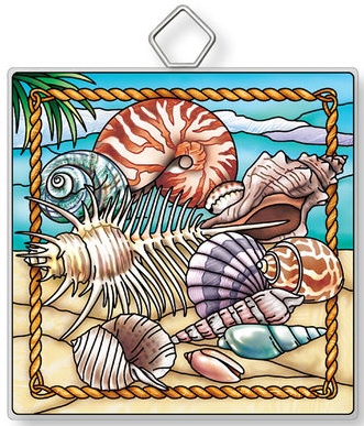 Amia 42918 Seaside Treasures Shells Square Suncatcher