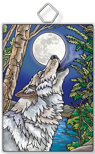Amia 42957N Wolf Rectangle Suncatcher