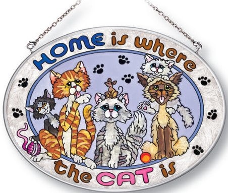 Amia 5191 Home Is Where The Cat Is Medium Oval Suncatcher