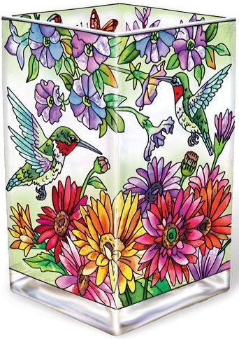 Amia 5240 Hummingbird Garden N Bloom Rectangular Vase Votive Holder