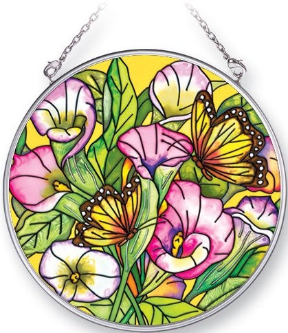 Amia 5342 Callas and Dragonflies Medium Circle Suncatcher
