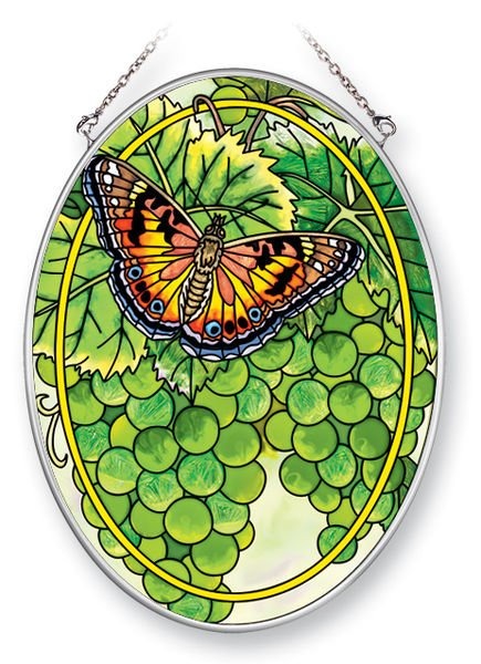 Amia 5380 American Lady and Sauvignon Medium Oval Suncatcher